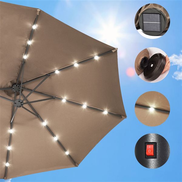 Costway 8.8-ft Tan Market Patio Umbrella With Crank - Base Included