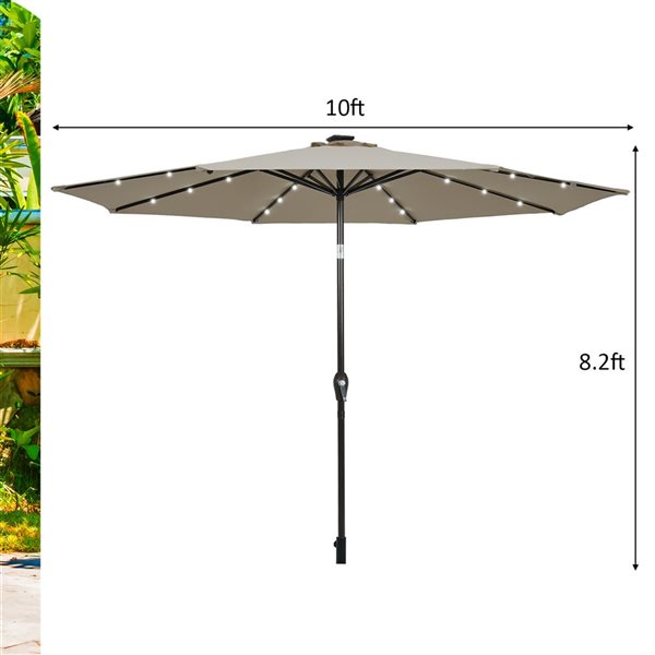 Costway 10-ft Tan Market Patio Umbrella With Push-button