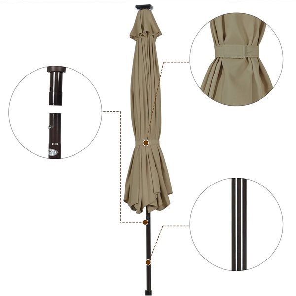 Costway 10-ft Tan Market Patio Umbrella With Push-button