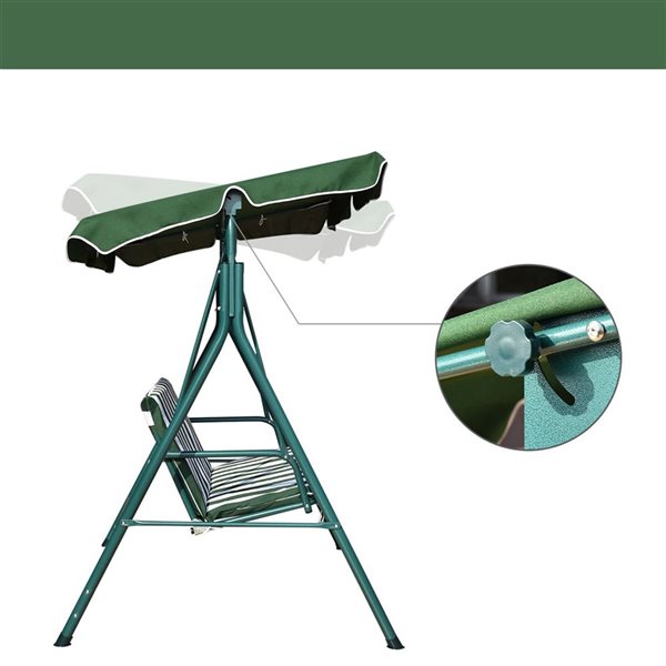 Costway Green Porch Glider Cushioned Steel Frame Canopy