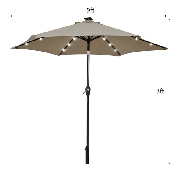 Costway 9-ft Tan Market Patio Umbrella With Push-button