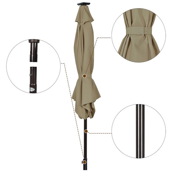 Costway 9-ft Tan Market Patio Umbrella With Push-button