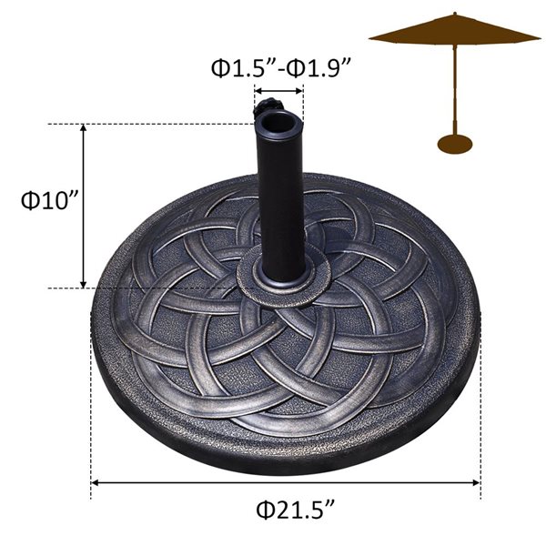 Costway 22-in Round Heavy Duty Patio Umbrella Base - Bronze