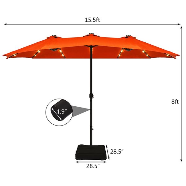 Costway 8.8-ft Orange Market Patio Umbrella With Crank - Base Included