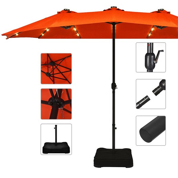 Costway 8.8-ft Orange Market Patio Umbrella With Crank - Base Included