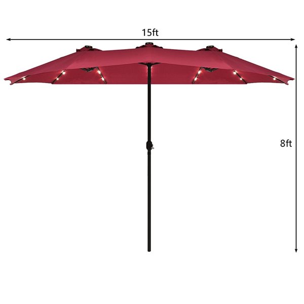 Costway 8.5-ft Burgundy Market Patio Umbrella With Crank