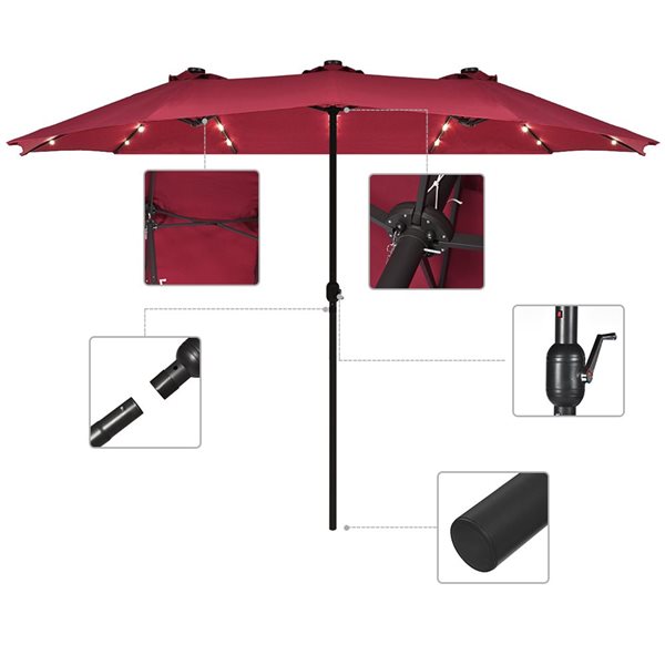 Costway 8.5-ft Burgundy Market Patio Umbrella With Crank