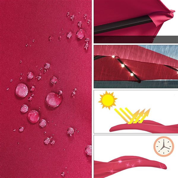 Costway 8.5-ft Burgundy Market Patio Umbrella With Crank