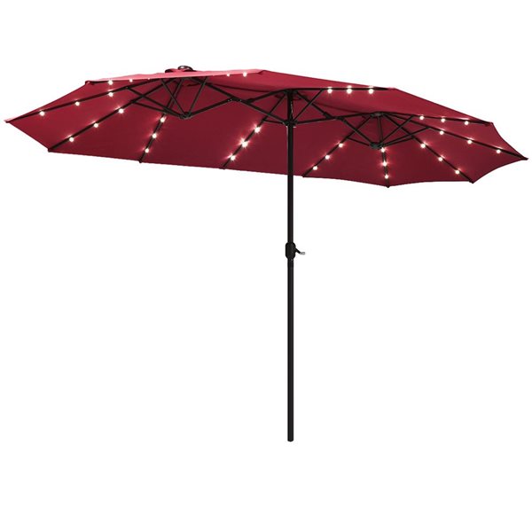 Costway 8.5-ft Burgundy Market Patio Umbrella With Crank