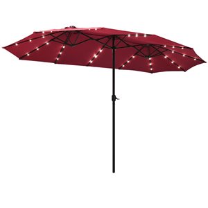 Costway 8.5-ft Burgundy Market Patio Umbrella With Crank