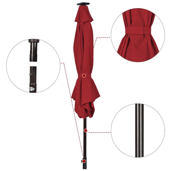 Costway 9-ft Burgundy Market Patio Umbrella With Push-button