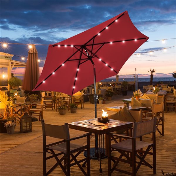 Costway 9-ft Burgundy Market Patio Umbrella With Push-button