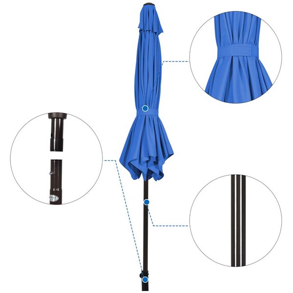 Costway 10-ft Blue Market Patio Umbrella With Push-button