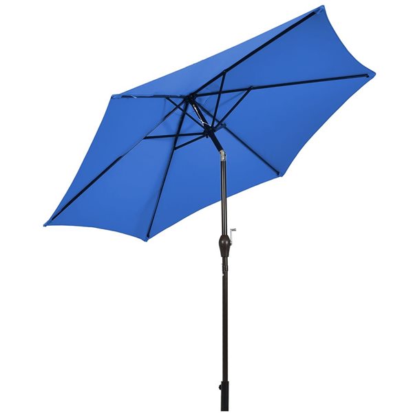 Costway 10-ft Blue Market Patio Umbrella With Push-button