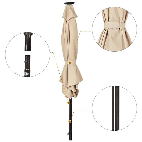 Costway 9-ft Beige Market Patio Umbrella With Push-button