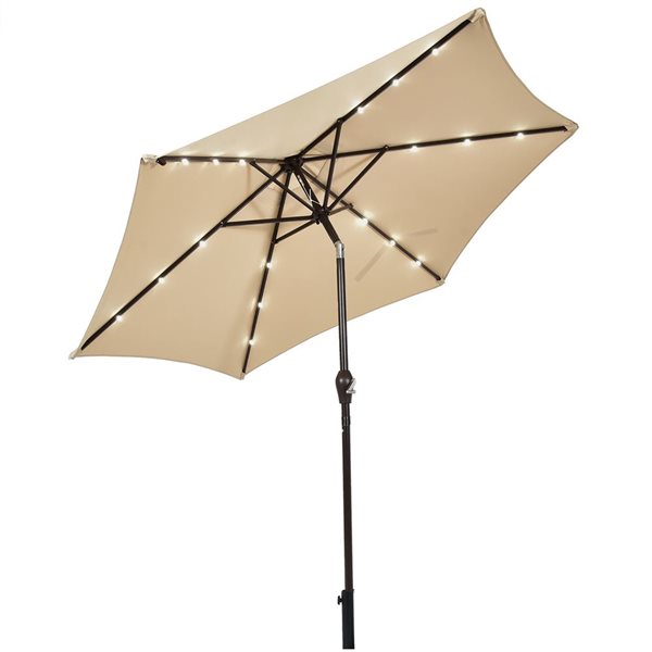 Costway 9-ft Beige Market Patio Umbrella With Push-button