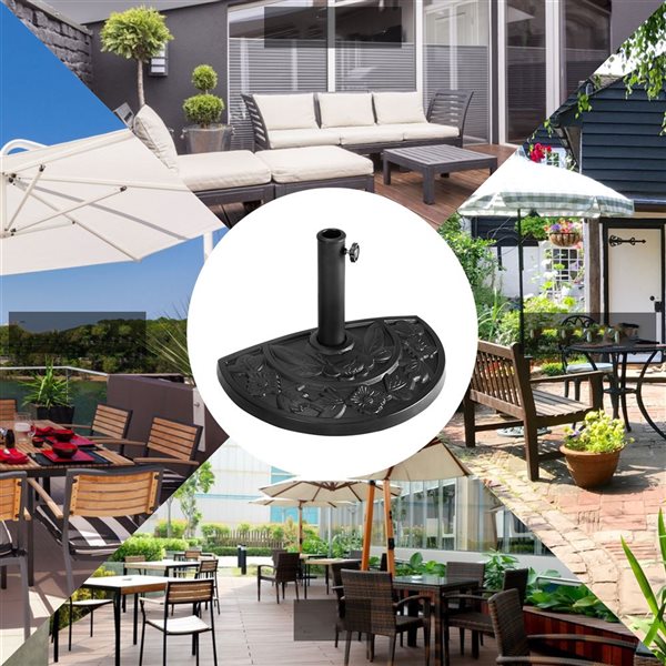 Costway 20-in Half Round Patio Umbrella Base - Black