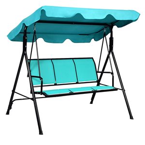 Costway 3-person Blue Steel Outdoor Swing