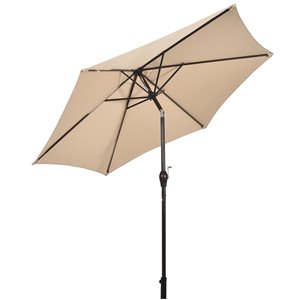 Costway 10-ft Beige Market Patio Umbrella With Push-button