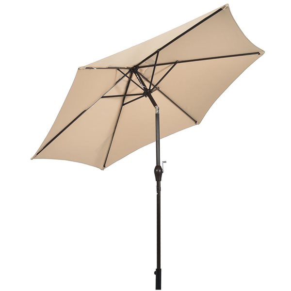Costway 9-ft Beige Market Patio Umbrella With Push-button