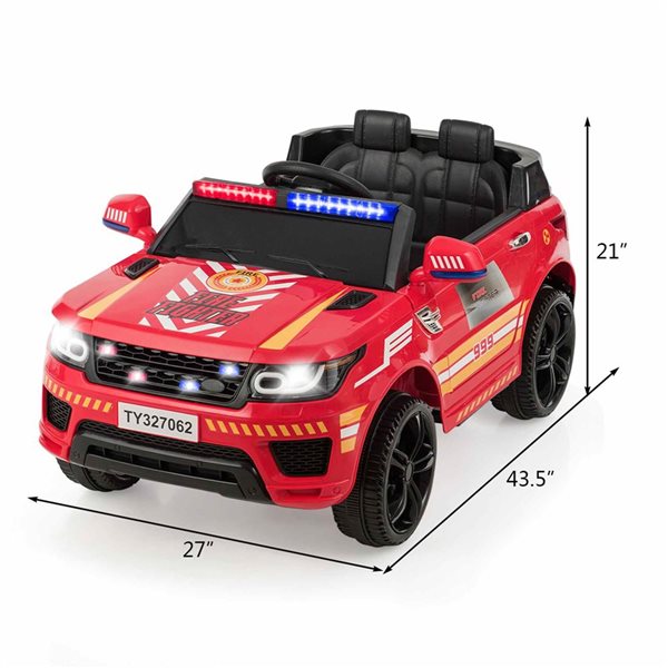 Costway 12 V Electric Kids Ride-on Police Car Toy Vehicles with Remote Control- Red