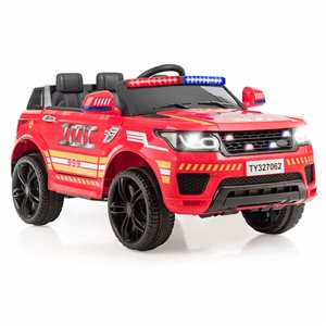 Costway 12 V Electric Kids Ride-on Police Car Toy Vehicles with Remote Control- Red