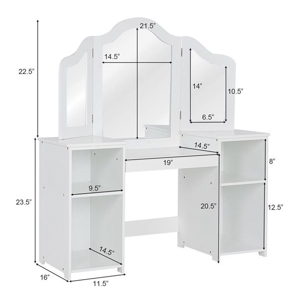 Vanity desk discount with folding mirror