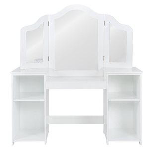 Costway Kids Makeup Dressing Vanity Table with Tri-folding Mirror - White