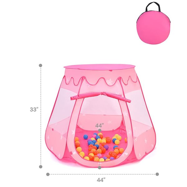 Costway Pink Polyester Pop-Up Play Tent for kids, 100 Balls included