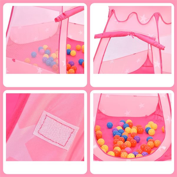 Costway Pink Polyester Pop-Up Play Tent for kids, 100 Balls included