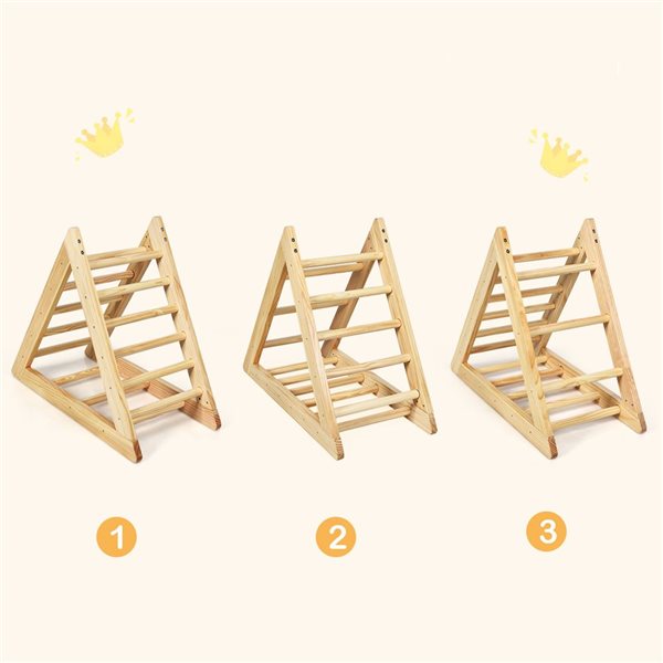 Costway Wooden Climbing Pickler Triangle Ladder for Toddler