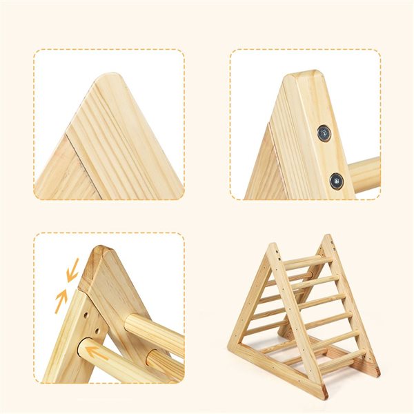 Costway Wooden Climbing Pickler Triangle Ladder for Toddler