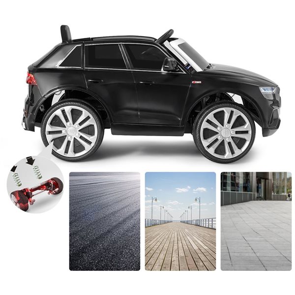 Costway 12 V Audi Q8 Kids Ride-on Battery Car with Remote Control - MP3 Input and LED Lights - Black
