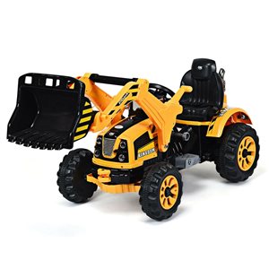 Costway 12 V Battery Powered Kids Ride-on Excavator Truck With Front Loader Digger - Yellow