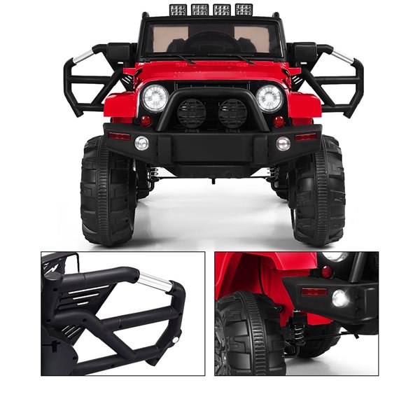 Costway 12 V Kids Ride-on Truck Car with MP3 Input  - Remote Control and LED Lights - Red