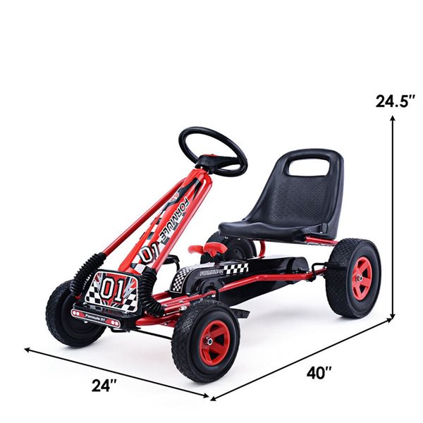 Costway 4 Wheels Kids Ride-on Pedal Powered Bike Go Kart Racer Car Play Toy - Red