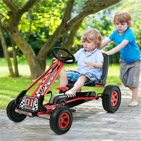 Costway 4 Wheels Kids Ride-on Pedal Powered Bike Go Kart Racer Car Play Toy - Red