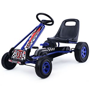 Costway 4 Wheels Kids Ride-on Pedal Powered Bike Go Kart Racer Car Play Toy - Blue