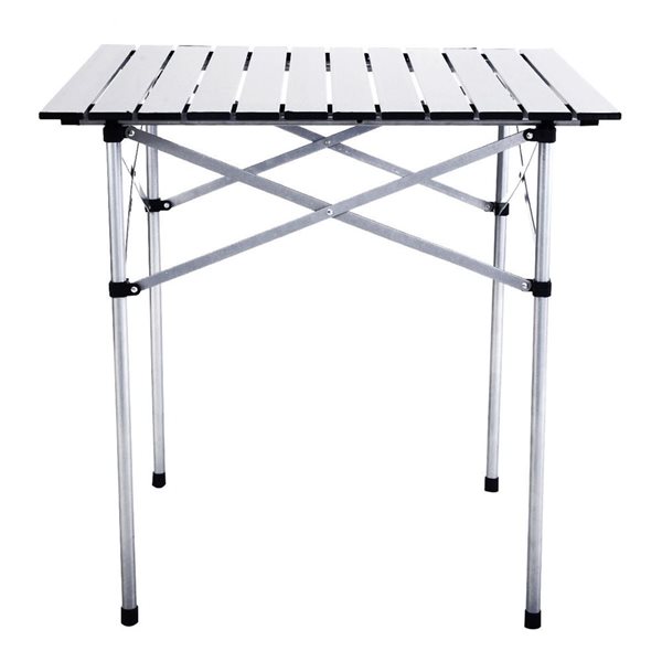 Costway 28-in Silver Cast Aluminum Square Collapsible Picnic Table