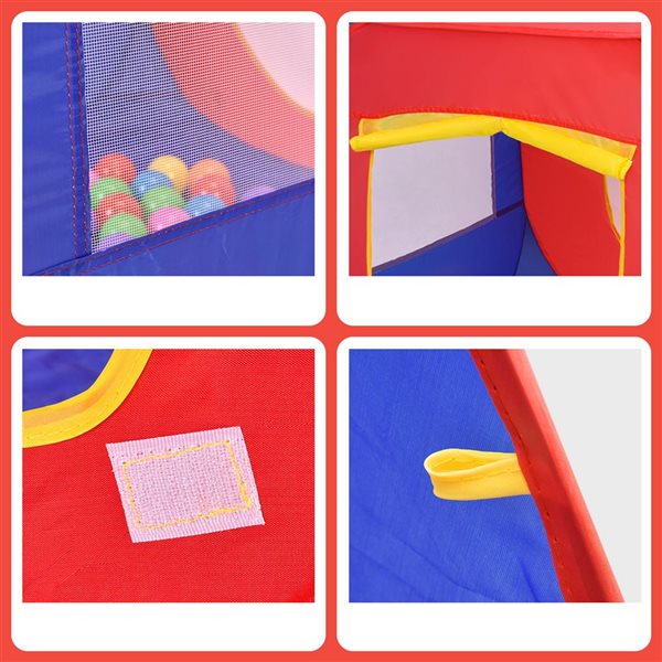 Costway Red and Blue Polyester Pop-Up Play Tent for kids, 100 Balls included