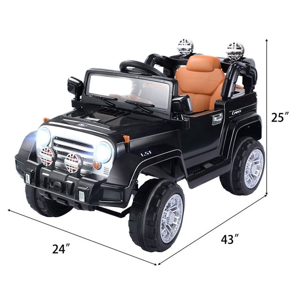 Costway 12 V Kids Ride-on Truck Car with Remote Control - MP3 Input and LED Lights - Black