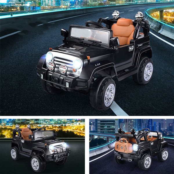 Costway 12 V Kids Ride-on Truck Car with Remote Control - MP3 Input and LED Lights - Black