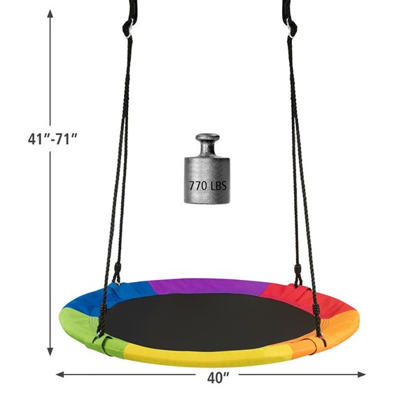 Costway 40-in Multicolour Swing with Adjustable Hanging Ropes