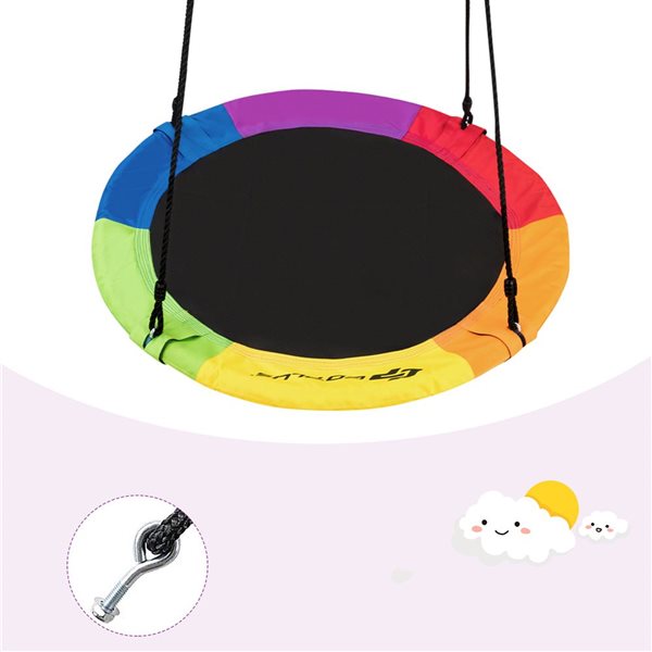 Costway 40-in Multicolour Swing with Adjustable Hanging Ropes