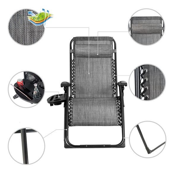 Costway Metal Zero Gravity Chair with Grey Mesh Seat