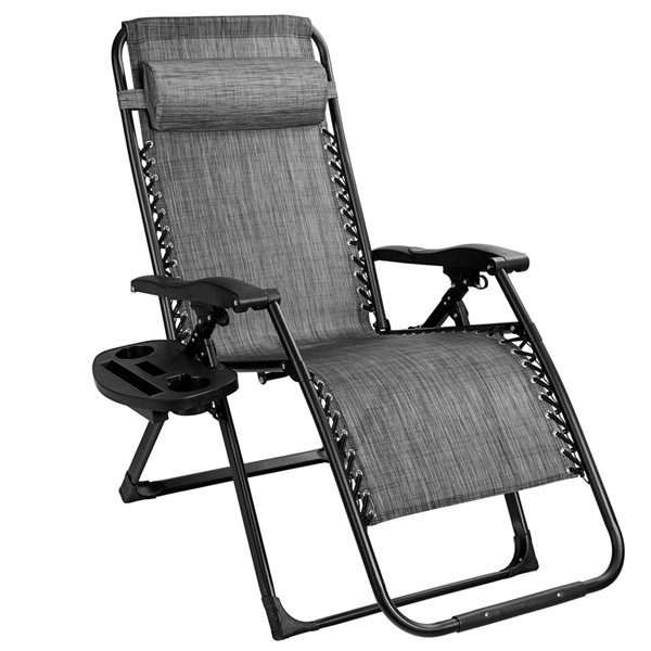 Costway Metal Zero Gravity Chair with Grey Mesh Seat