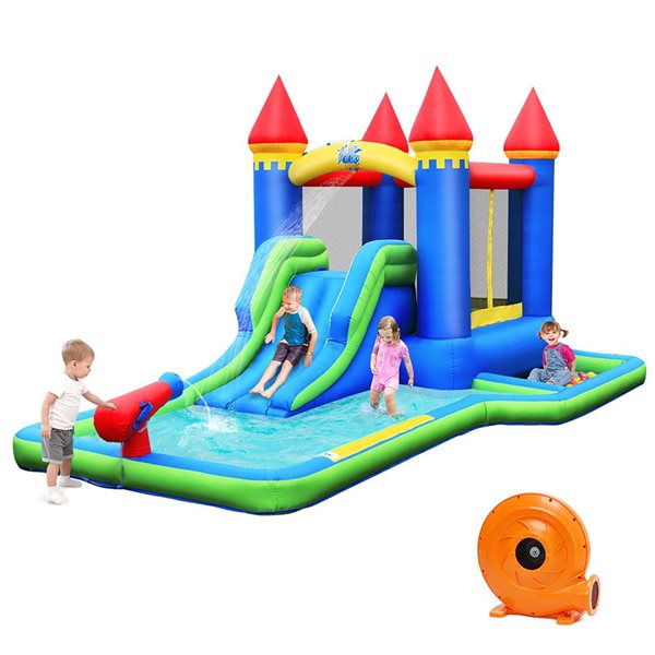 Image of Costway | 189-In Inflatable Polyester Bounce House With Water Slide And 580 W Blower | Rona