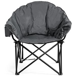 Costway Metal Foldable Grey Padded Chair