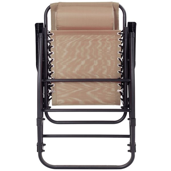 Costway Metal Foldable Rocking Chair with Beige Mesh Seat