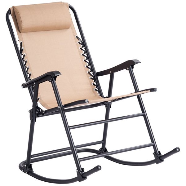 Costway Metal Foldable Rocking Chair with Beige Mesh Seat OP3564CM